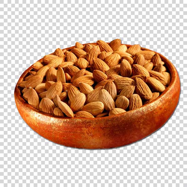 Almonds In a Wooden Bowl PNG