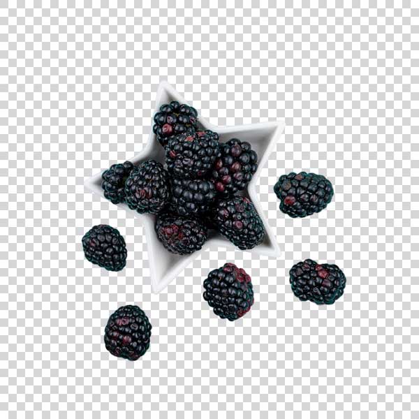 Blackberries Arranged In A Star Dish PNG