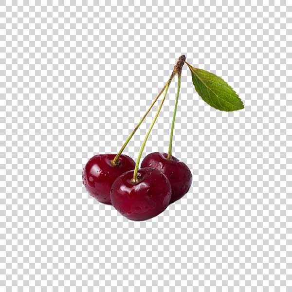 Cherry Bunch With Green Leaf PNG