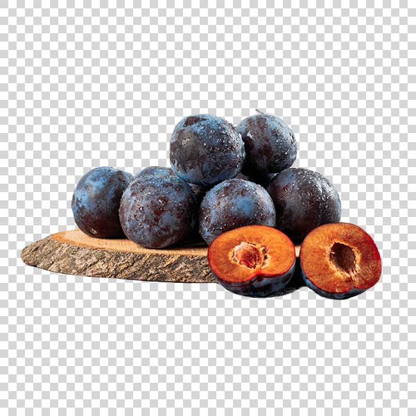 Chilly Sliced Plums On Wooden Board PNG