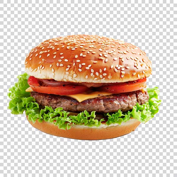 Classic Cheese Burger With Beef Cutlet PNG