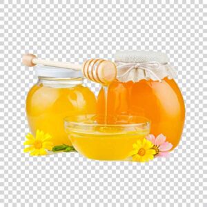 Fresh Honey With Dipper And Flowers PNG