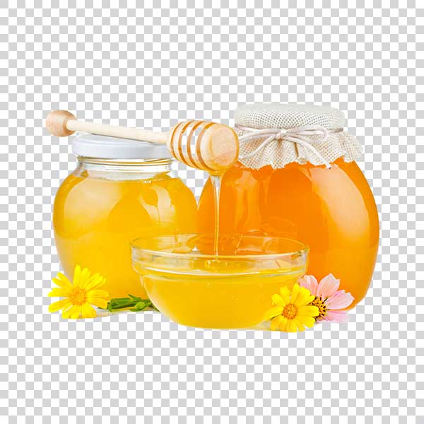 Fresh Honey With Dipper And Flowers PNG