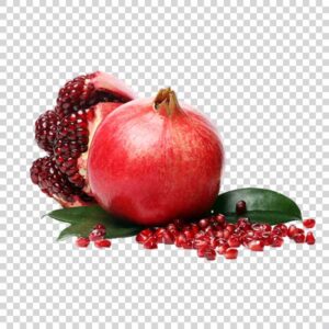 Fresh Pomegranate With Leaf PNG