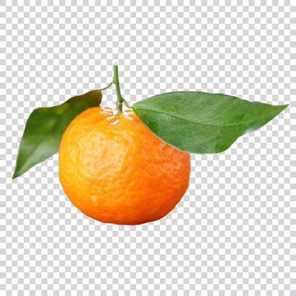 Photo Of Big Tangerine With Green Leaves PNG