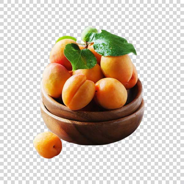 Photo Of Delicious Apricots In Wooden Bowl PNG