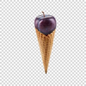 Ripe Purple Plum And Sweet Wafer Cone PNG