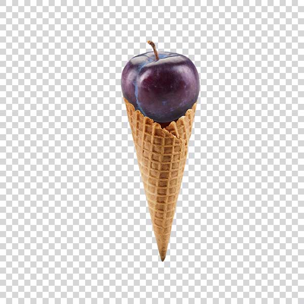 Ripe Purple Plum And Sweet Wafer Cone PNG