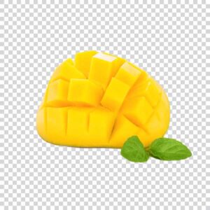 Sliced Mango With Green Leaf PNG