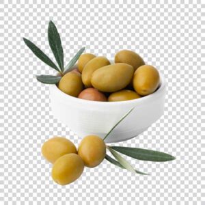 Bowl Of Olives With Leaves PNG