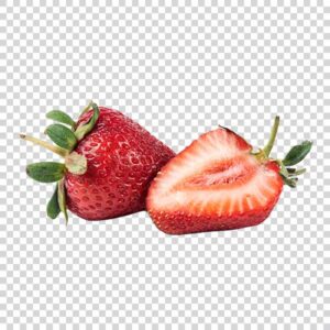 Red Fresh Strawberries With Green Leaves PNG