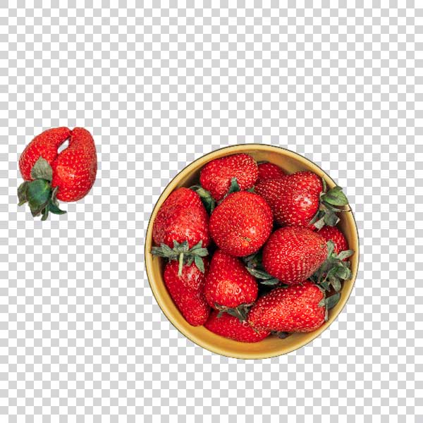 Strawberries Yellow Bowl With One Strawberry PNG