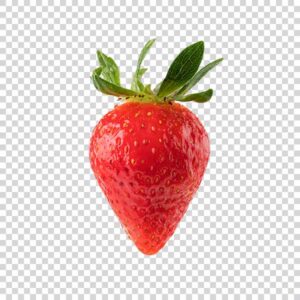 Strawberry With Green Leaf PNG