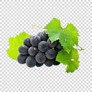 Tasty Black Grapes With Leaves PNG