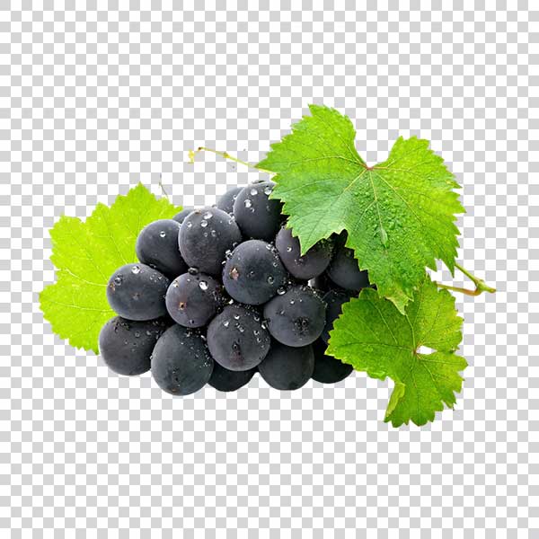 Tasty Black Grapes With Leaves PNG