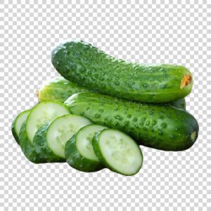 Tasty Cucumbers And Cucumber Slices Close Up PNG