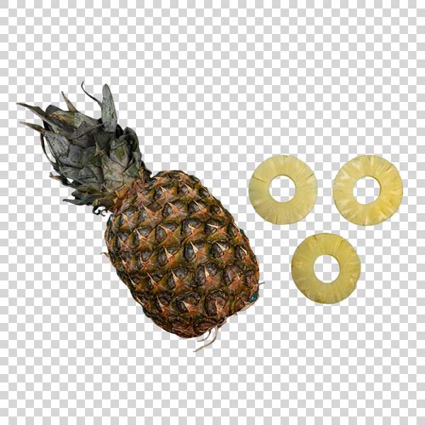 Top View Of Pineapple And Pineapple Slices PNG