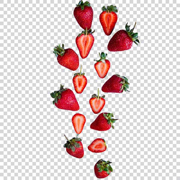 Top View Whole Cut Strawberries PNG