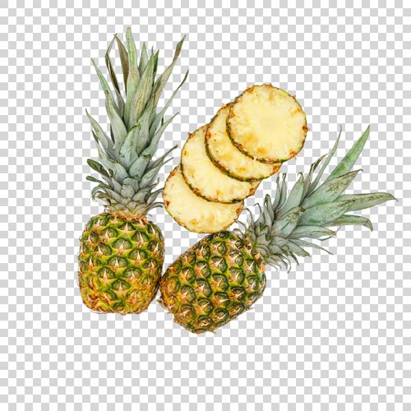 Two Ripe Pineapples With Pineapple Slices PNG