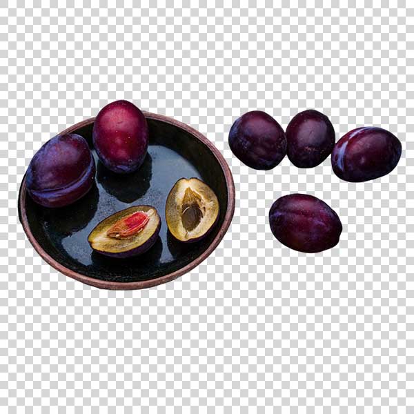 Appetizing Plums With Green Leaf Close Up PNG