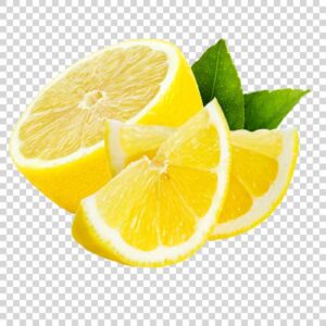 Appetizing Sliced Lemons With Green Leaf Photo PNG