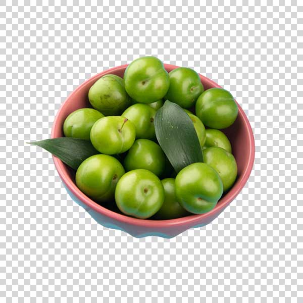 Appetizing Sour Green Plums Bowl PNG