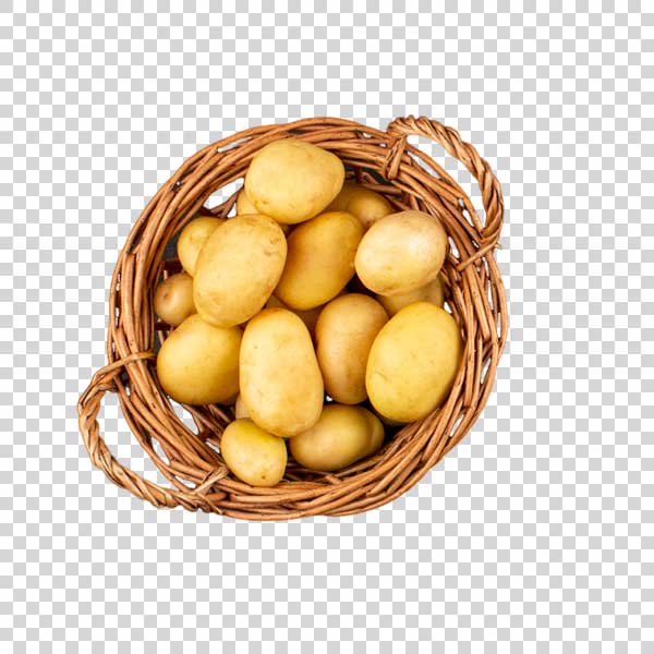 Basket Of Ripe Potatoes Top View PNG