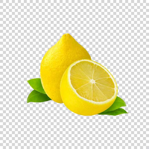 Close Up Of Fresh Lemons Slice With Green Leaves PNG