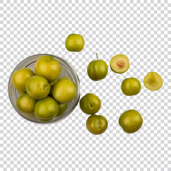 Delicious Sour Green Plums Jar Top View PNG