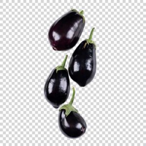 Four Fresh Eggplants Top View PNG