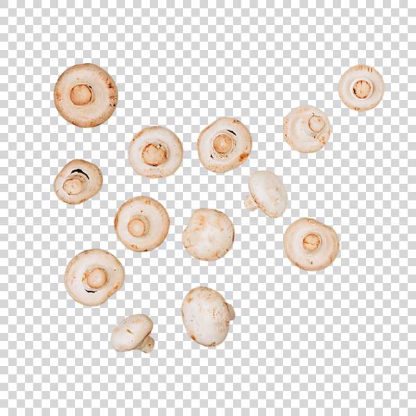 Fresh White Mushrooms Top View PNG