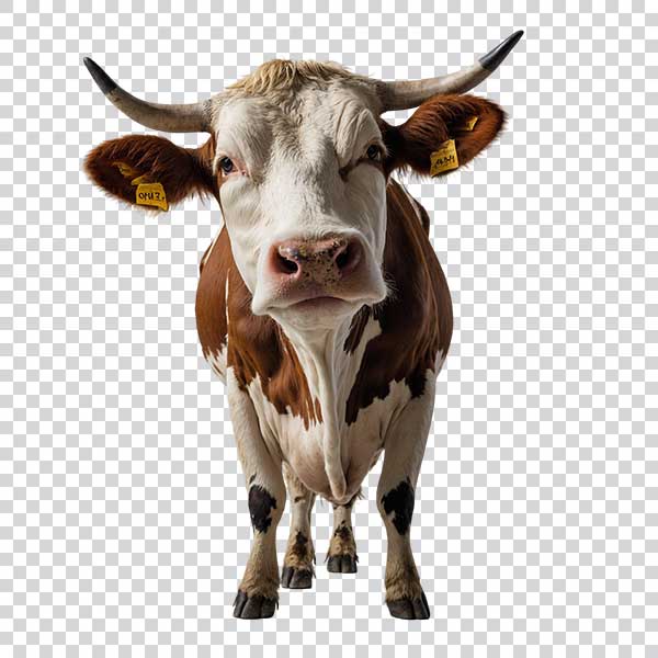 Front View Of Big White Cow PNG