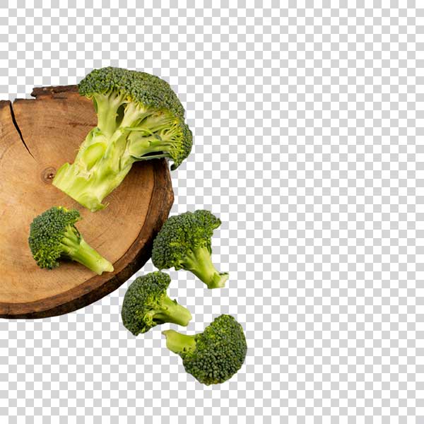 Green Broccoli On Wooden Plate PNG