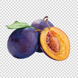 Plums With Green Leaf Close Up PNG