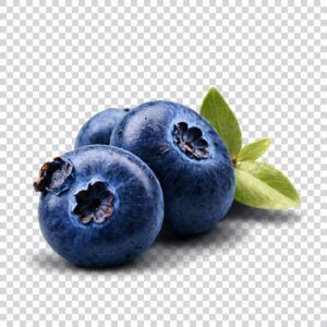 Ripe Blueberries With Green Leaves Shot PNG