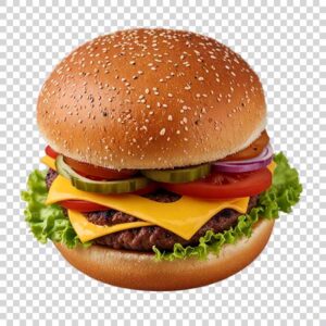 Shot Of Hamburger With Fresh Vegetables PNG