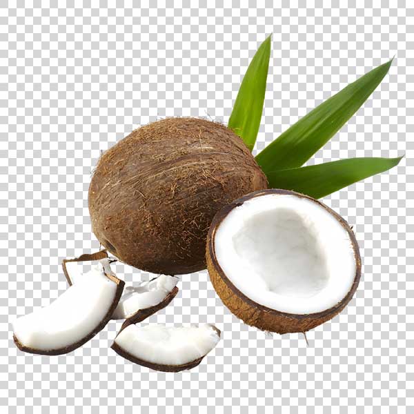 Shot Of Tasty Coconut Slices With Green Leaves PNG