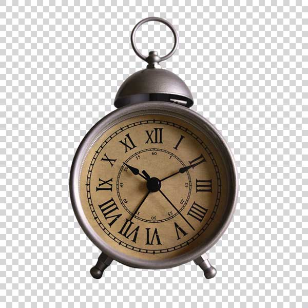 Shot Of Vintage Gray Alarm Clock PNG