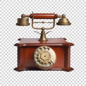 Shot Of Vintage Telephone Made From Wood PNG