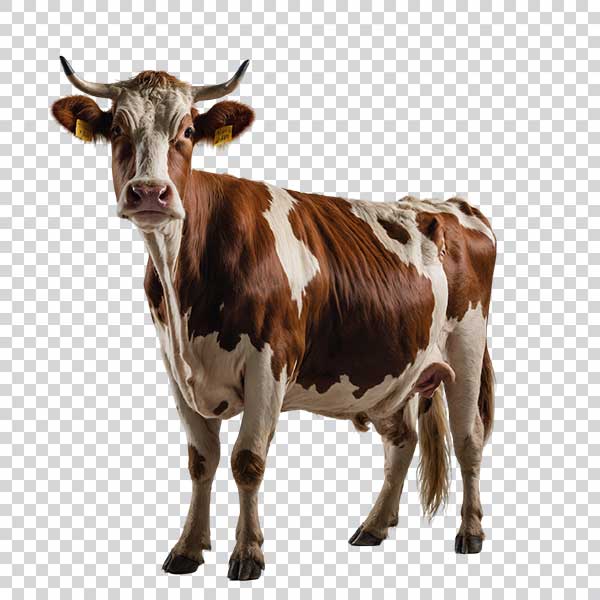 Side View Of Big White Cow With Brown Spots PNG