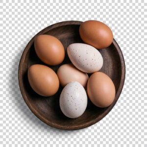 Top View Of Big Eggs Inside Wooden Plate PNG