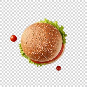 Top View Of Delicious Cheese Burger PNG