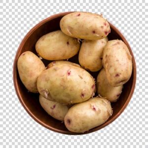 Top View Of Organic Potatoes Bowl PNG