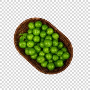 Top View Of Sour Green Plums Basket PNG