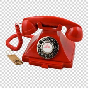 Vintage Red Phone Front View PNG