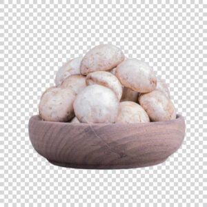 White Mushrooms Wooden Cup Close Up PNG