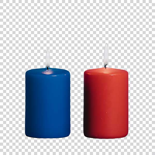 Close Up Of Blue And Red Burning Candles PNG