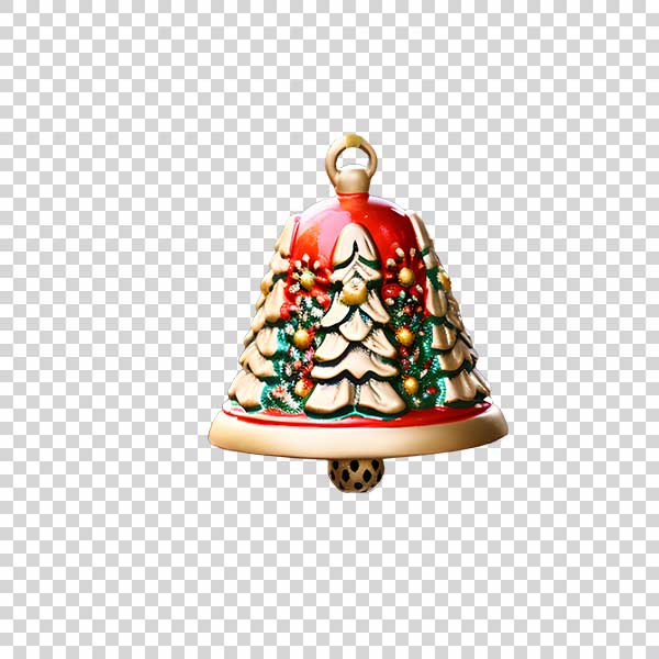 Front View Of Christmas Tree Bell Transparent Background PNG