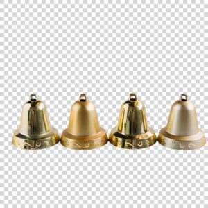 Front View Of Metallic Bells Transparent Portrait PNG