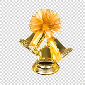 Front View Of Shiny Golden Christmas Bells Transparent PNG